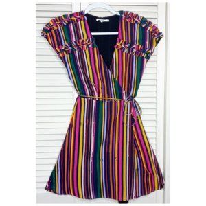 Tularosa Striped Fiesta Mini Wrap Dress